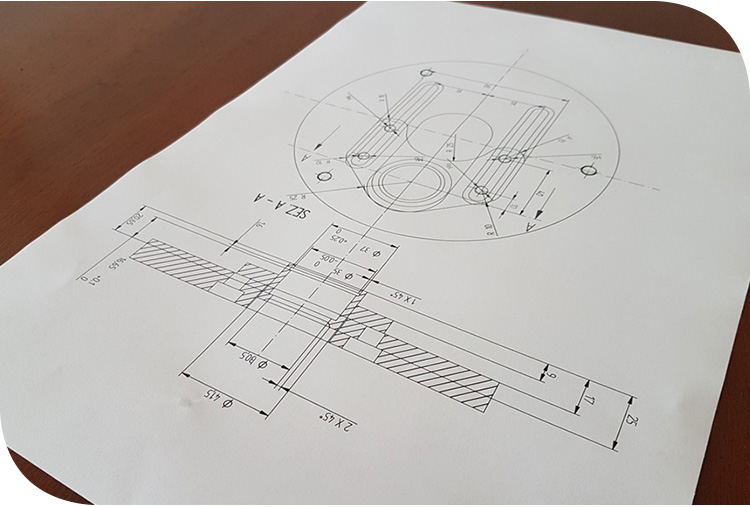 disegno costruttivo top mount sospensione vettura da competizione