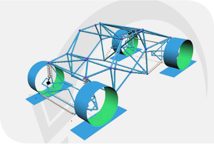 four post rig virtuale per simulazione dinamica del veicolo